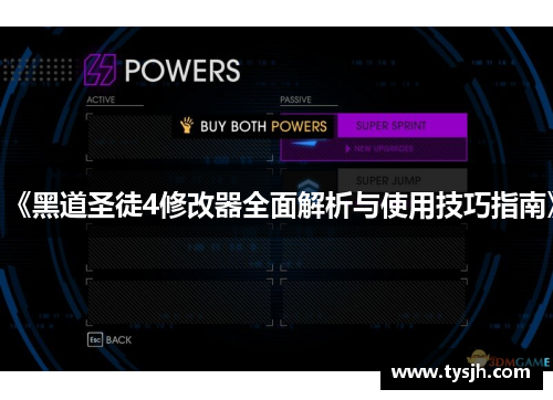 《黑道圣徒4修改器全面解析与使用技巧指南》